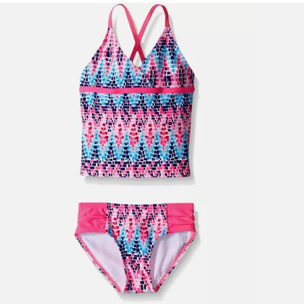 Kanu Surf Girls Candy Swim Two Piece Tankini Swimsuit Pink Size 14 00370